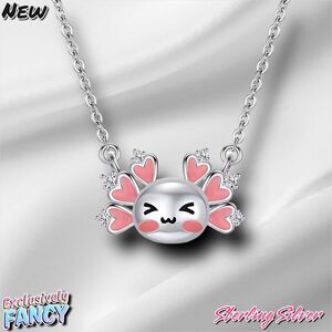 New Exclusively Fancy Sterling Silver Axolotl Necklace – Kawaii Edition